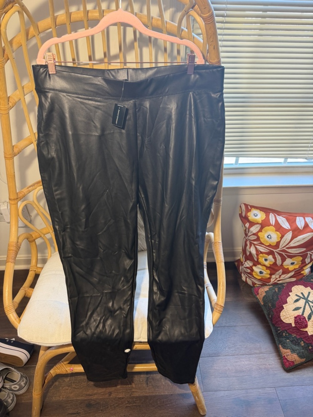 Ashley Stewart Faux Leather Pants Black Woman's 22/24 Leggings New